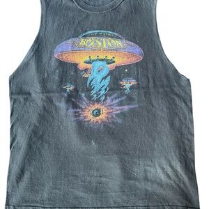 Faded Black Boston  Tank Top - Band Logo